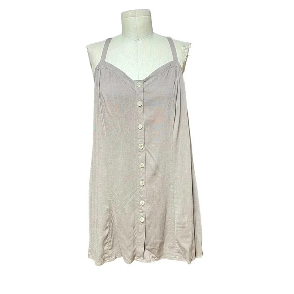 Torrid‎ Fit and Flare Rayon Slub Button-Front Cami Top Falcon Tan Plus Size 2X - Picture 2 of 12